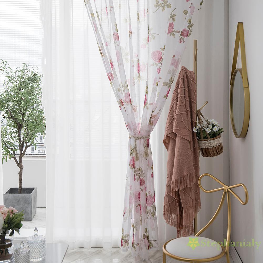 1 Rèm Cửa Sổ In Hoa Bằng Polyester Trang Trí Nhà Ở