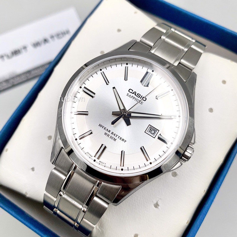 Đồng hồ Nam Casio MTS-100D, đồng hồ chính hãng, dây thép không gỉ, mặt kính sapphire chống xước tuyệt đối