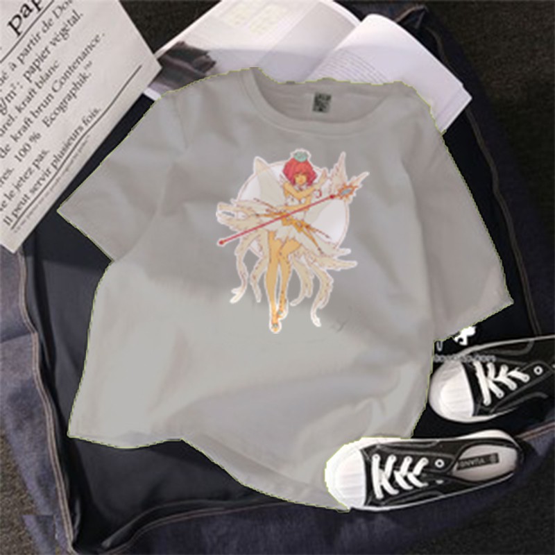 Áo thun Cotton Unisex - Nhân vật Sakura Kinomoto - Chibi - Sakura Kinomoto thiên thần trắng