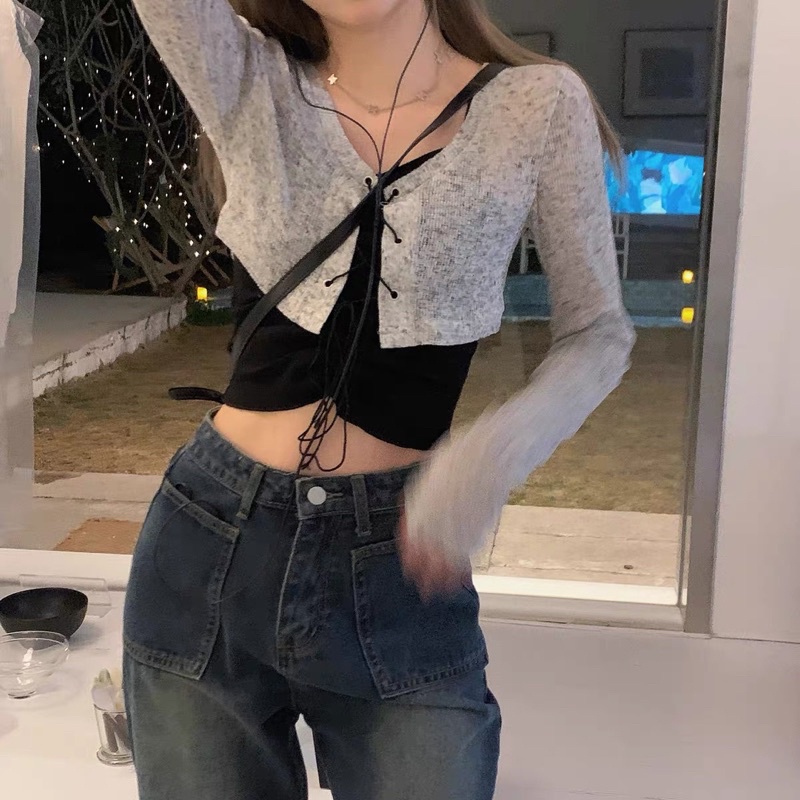 Set áo cadigan & 2 dây