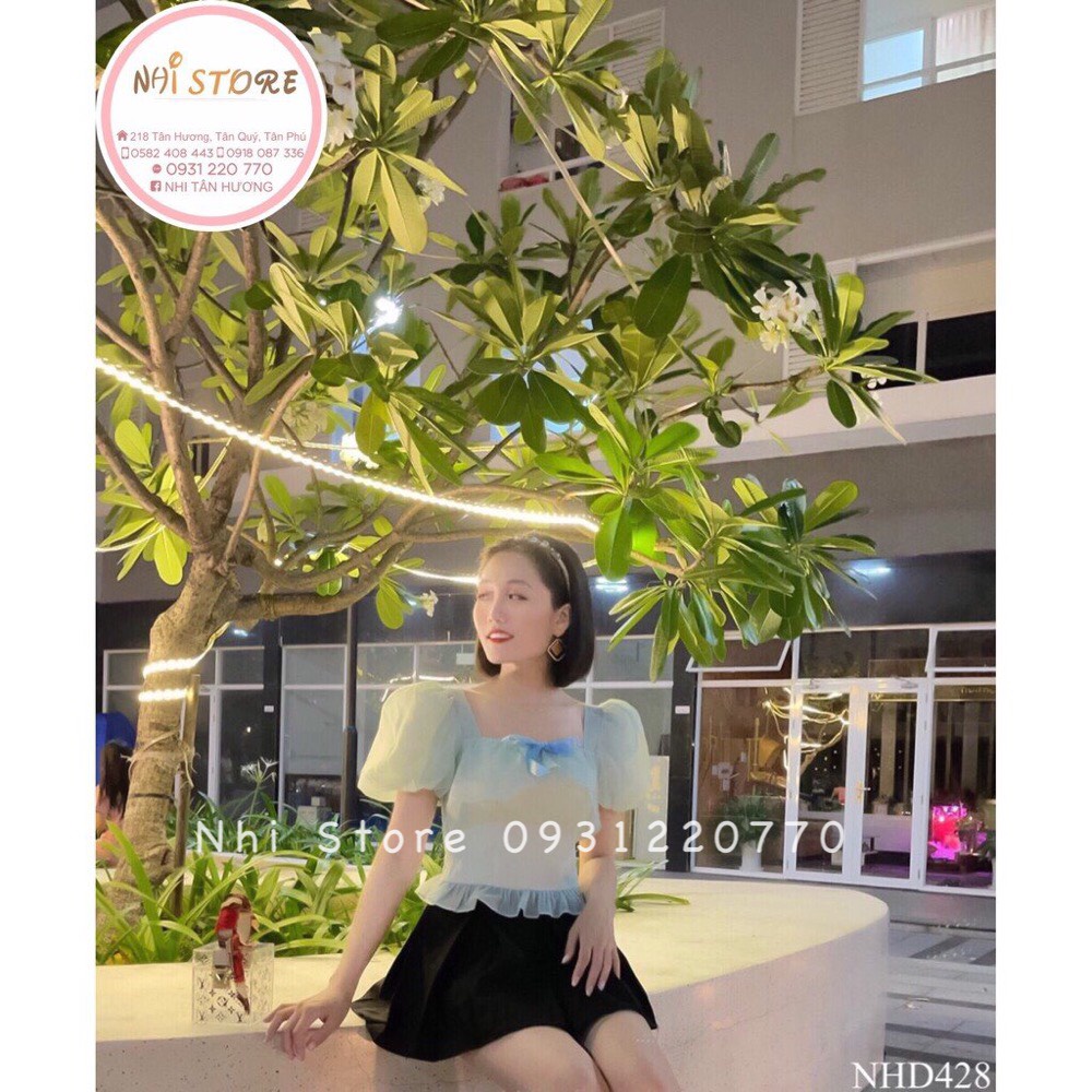 [FREESHIP 50K] Áo Kiểu Cổ Vuông Tay Phồng  Bèo  Lưng Thun Vải Tơ Organza Freesize Dưới 57 KG