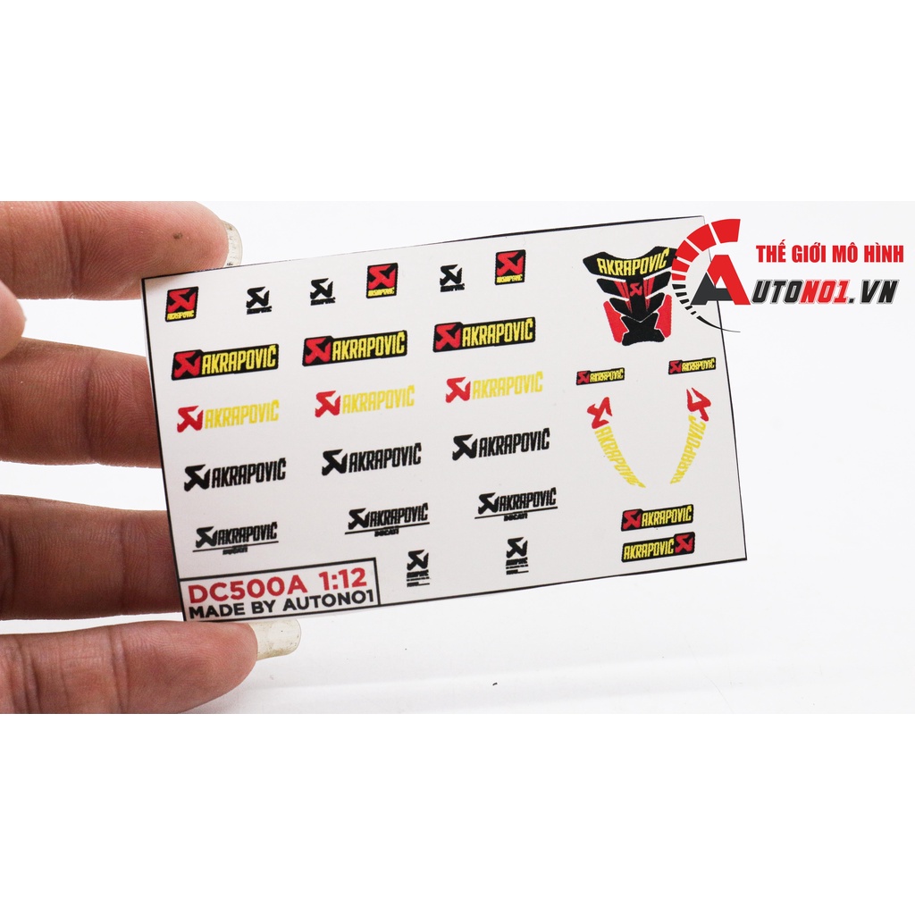 DECAL NƯỚC CÁC HÃNG PÔ - AKRAPOVIC - SC PROJECT - AR - TERMIGNONI -  1:12 AUTONO1 DC500