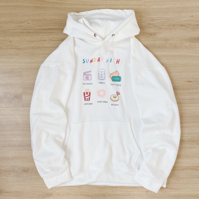 Áo hoodie - Hoodie nữ, nam, unisex Homies liền mũ có túi in hình SUNDAY