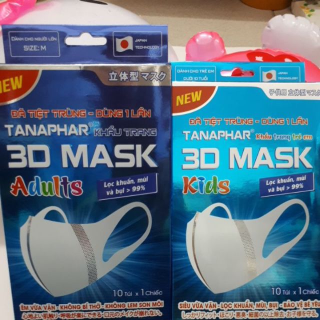Khẩu trang 3D Mask Tanaphar: công nghệ Nhật Bản ( Hộp 10 cái)
