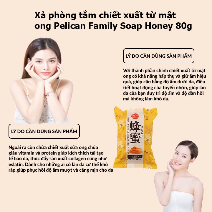 Xà phòng tắm chiết xuất từ mật ong Pelican Family Soap Honey 80g