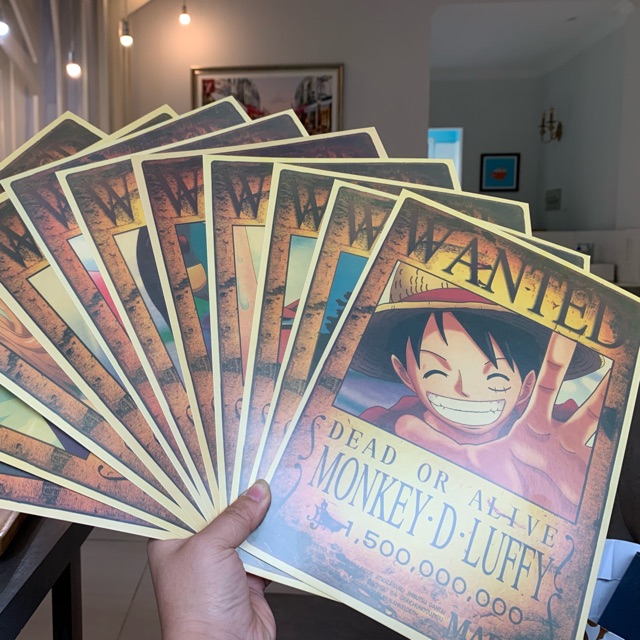 BỘ POSTER A4 WANTED BĂNG MŨ RƠM 11 NHÂN VẬT - ONE PIECE