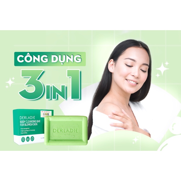 Xà Phòng Giảm Mụn Lưng Sau 7 Ngày Derladie Body Cleansing Bar For Blemish Skin 50g + Tặng Bông Tắm Cao Cấp - Khongcoson