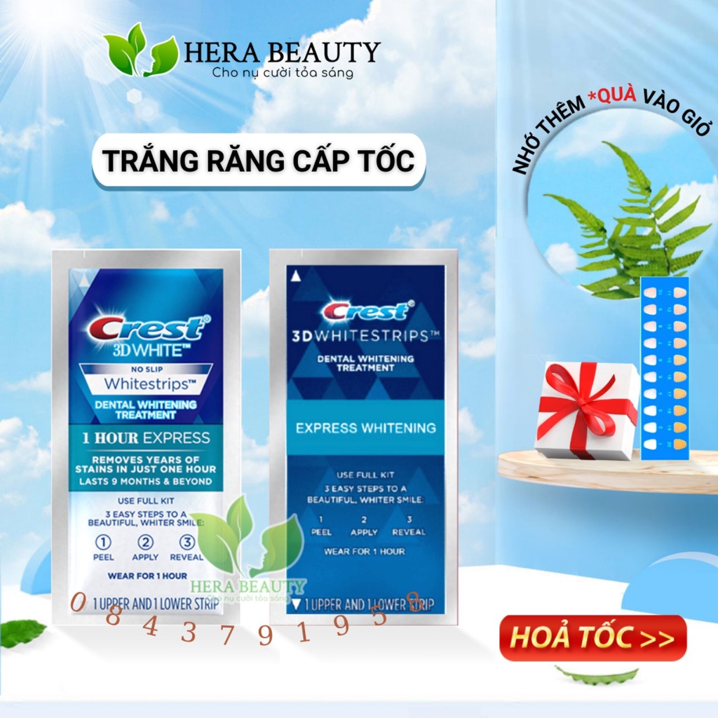 [Liệu trình 7 gói] miếng dán trắng răng Crest 3D White Chính Hãng USA