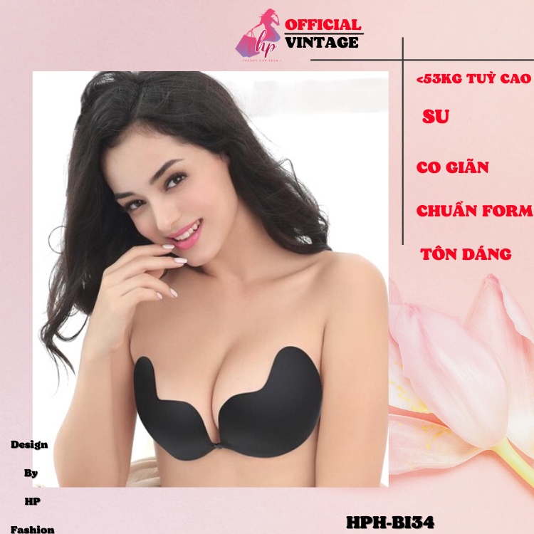 Miếng dán ngực đúc su cài trước siêu bám dính nâng ngực tạo khemặc áo hở lưng BI34