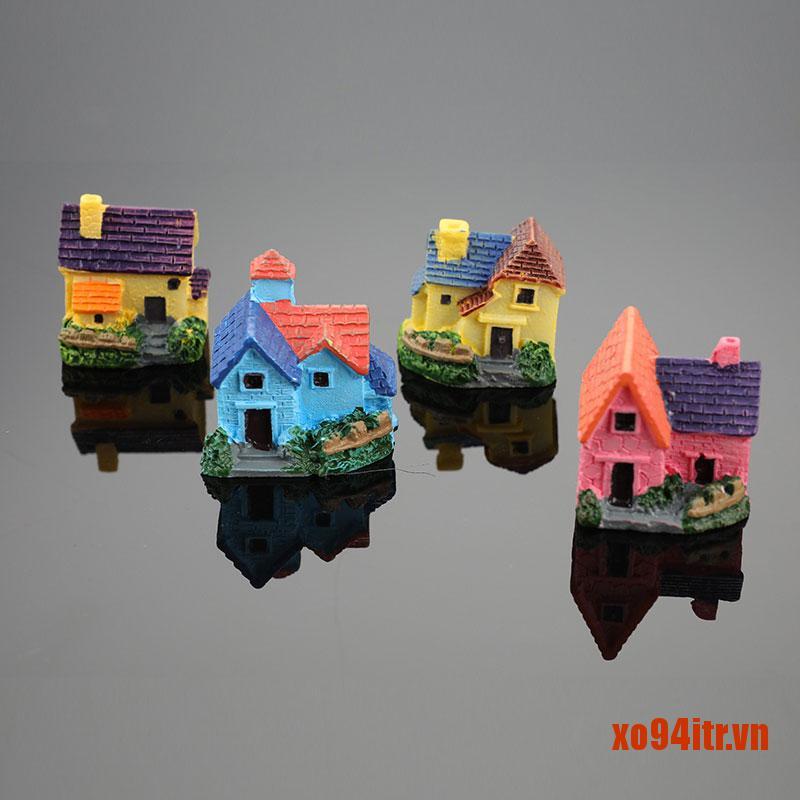 XOITR  Artificial Mini Miniature Resin House Craft Ornament Small House Model Deco