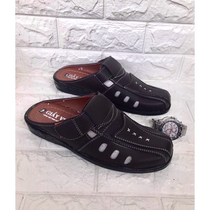 Giày không gót nam màu nâu..da mềm..có lổ thoáng mát..size từ 38-43..đế khâu sẵn rất chắc chắn