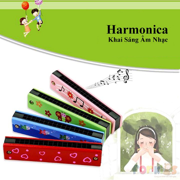 Đồ chơi nhạc cụ cho bé, harmonica gỗ trẻ em.