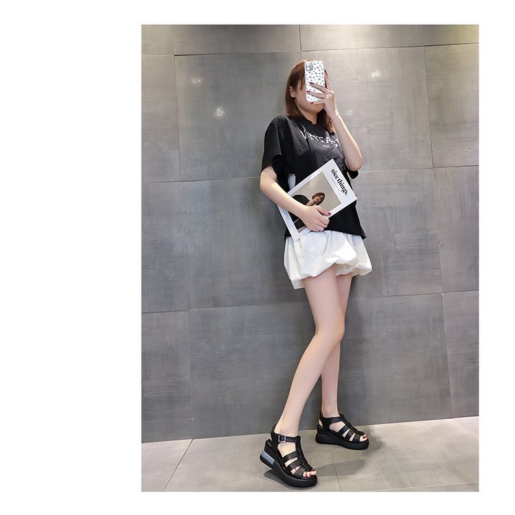 Giày đế bánh mì đế xuồng giày Chuộng TĂNG CHIỀU CAO QUAI CHIẾN BINH, xăng đan xuồng thời trang sành điệu 7cm
