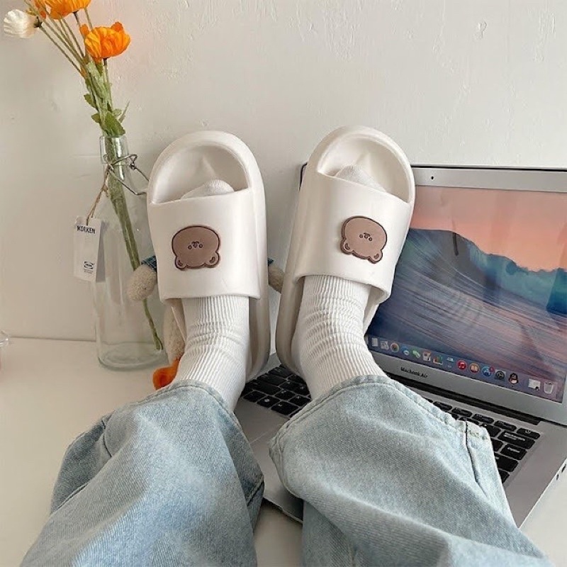 Dép bánh mì gấu xinh cute quai ngang nam nữ size từ 35 đến 41