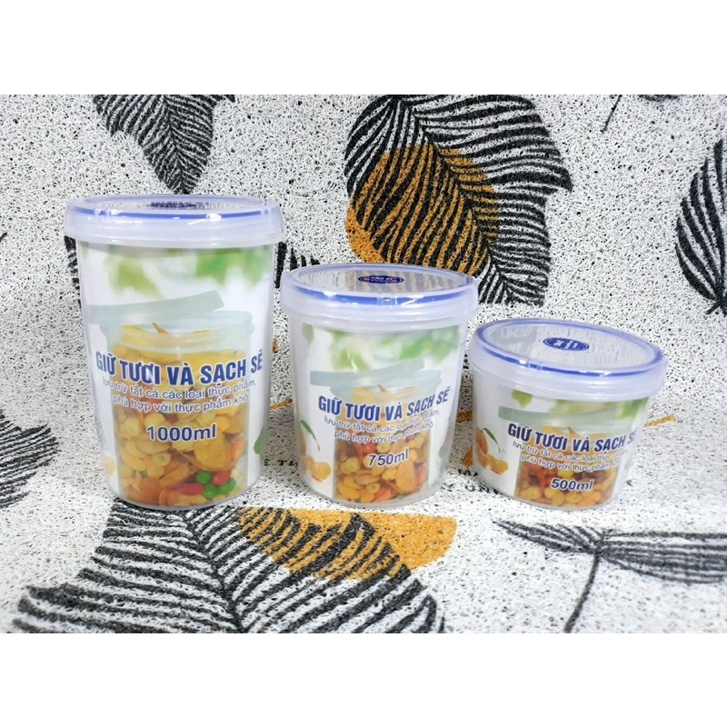 Hộp nhựa tròn đựng thực phẩm để tủ lạnh Song Long 1000ml/500ml
