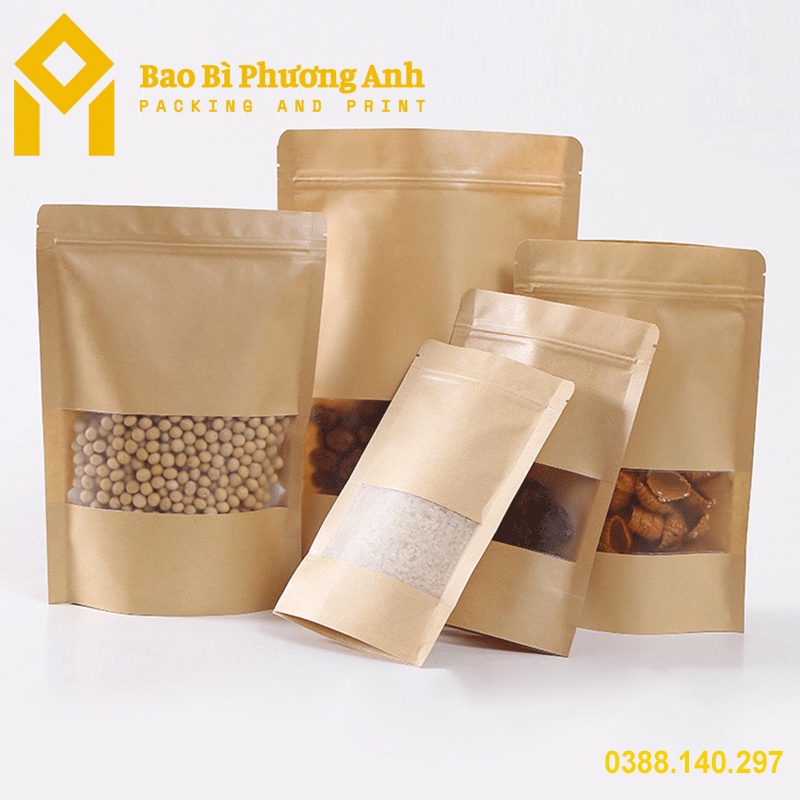 Combo 100 Chiếc Túi Zip Giấy Kraft Nâu 10x15_Bao Bì Phương Anh