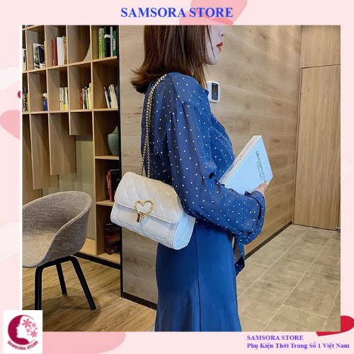 Túi xách nữ  cao cấp đeo chéo phong cách hàn quốc kết hợp khóa tim sang chảnh Samsora store TDC2110