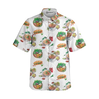 Áo sơ mi nam họa tiết ẩm thực Việt Nam phở , bún đậu nam nữ thoáng mát, thấm hút, mát mẻ shirt