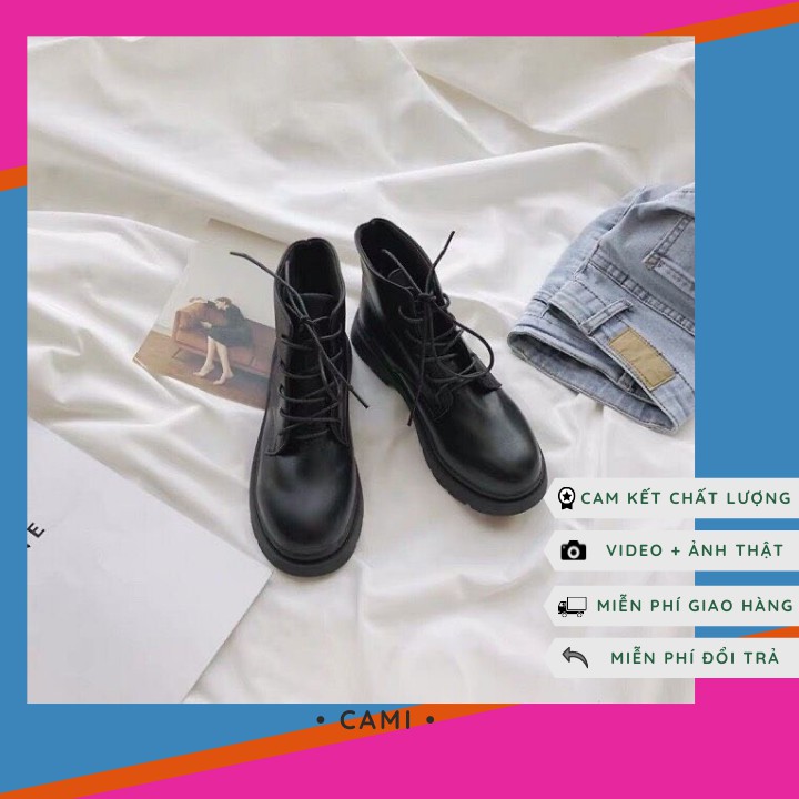 CÓ SẴN [Freeship] [ HÀNG LOẠI 1] Boot buộc dây đế bằng mũi tròn da mềm đẹp độ bền cao đi êm chân kèm ảnh thật bốt nữ | BigBuy360 - bigbuy360.vn