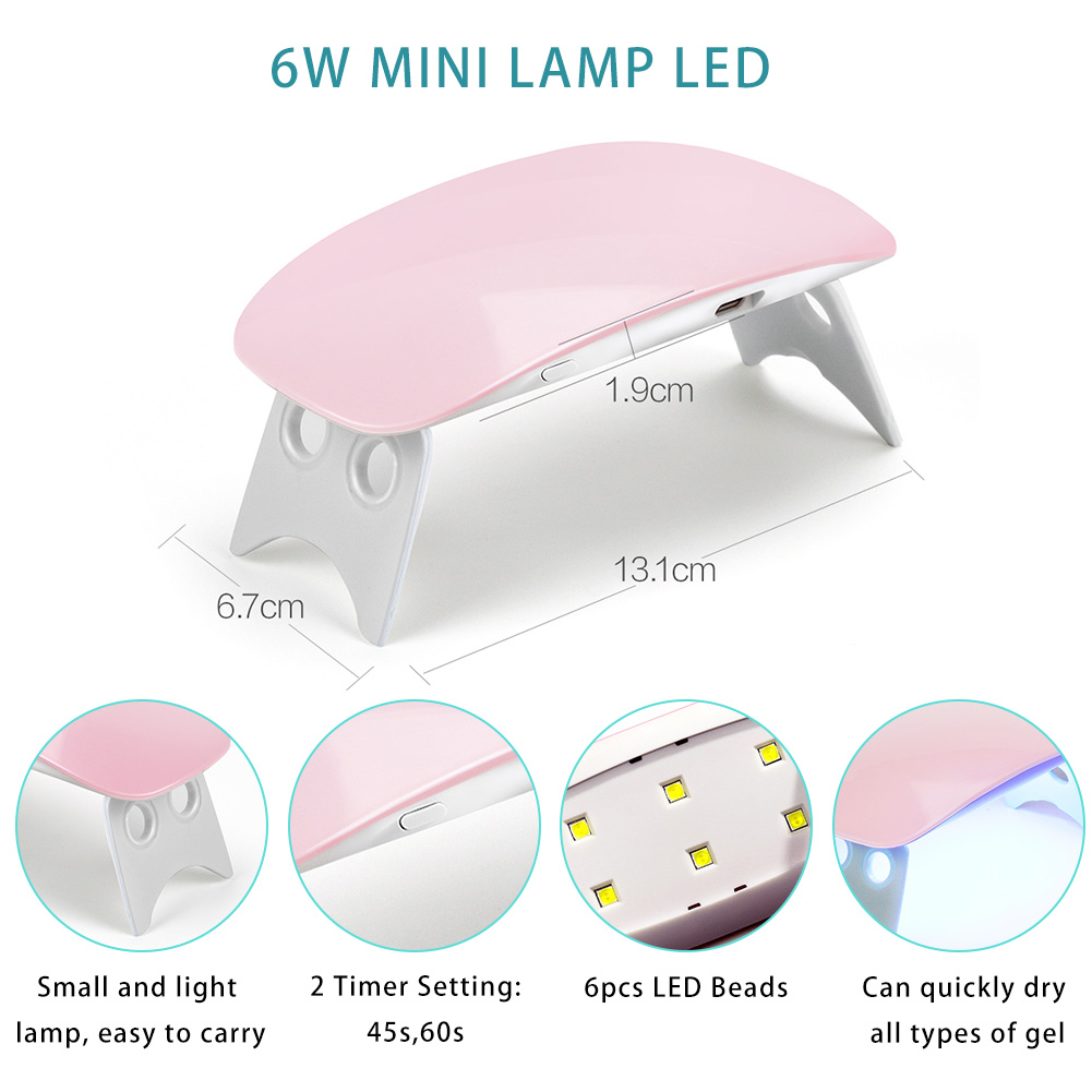 (Hàng Mới Về) Đèn Led Hong Khô Sơn Móng Tay Gel Uv 6w Màu Trắng / Hồng