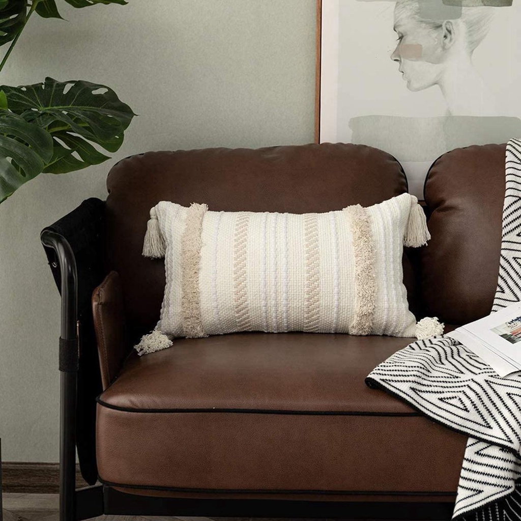 Vỏ Gối Dệt Tua Rua Trang Trí Phòng Khách Phong Cách Boho