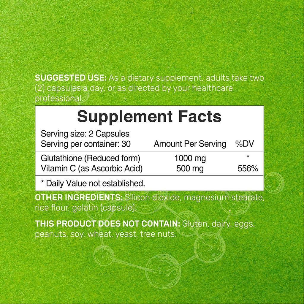 Deal Supplement Glutathione 1000mg + Vitamin C,Viên Uống Tăng cường miễn dịch và chống oxi hóa hỗ trợ Trắng Da