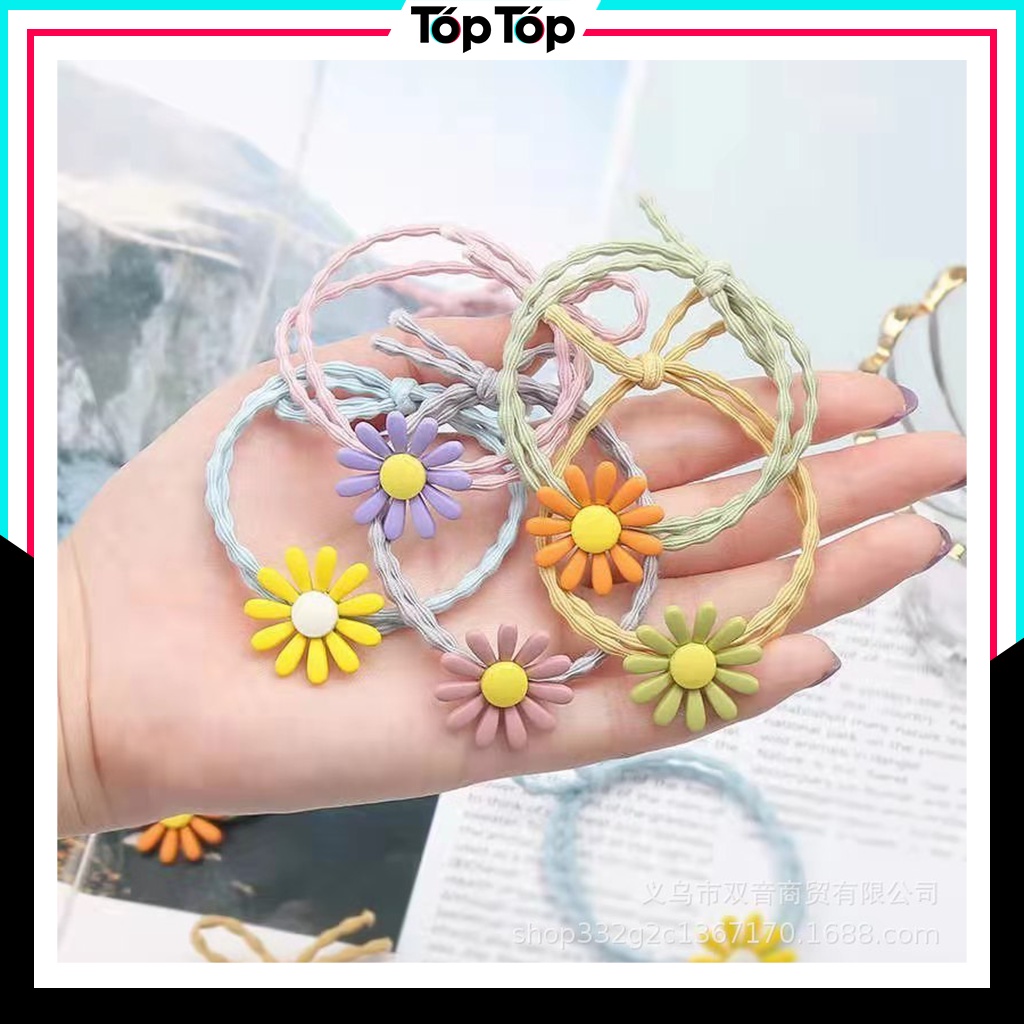 Dây buộc tóc hoa cúc nhí Hàn Quốc, dây chun đôi cực bền co giãn thoải mái đủ màu sắc