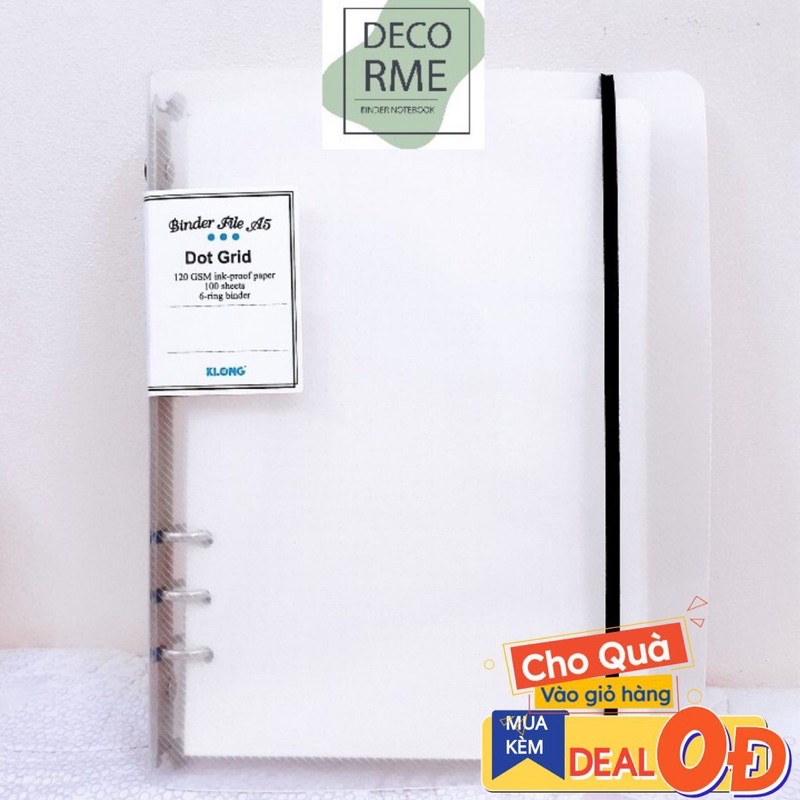 Sổ Binder File Dot Grid nhựa kẹp còng A5 - 100 tờ; MS: 995