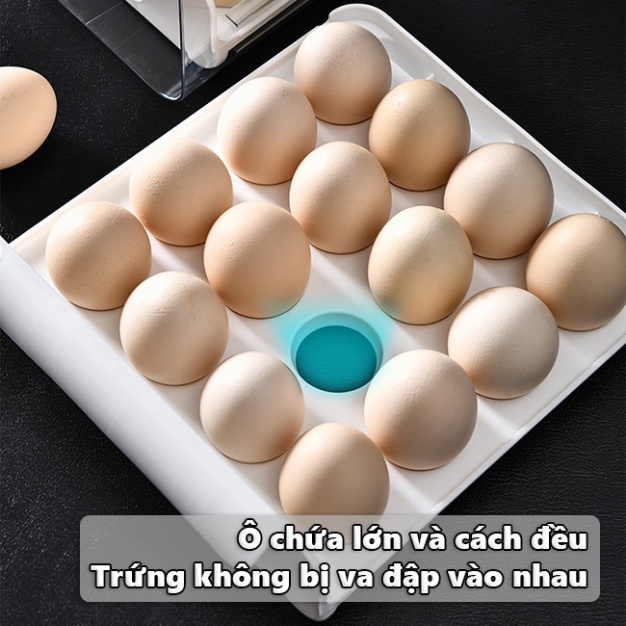 Hộp đựng trứng chữ nhật 2 tầng, đựng trứng cao cấp, 32 ô bảo vệ trứng