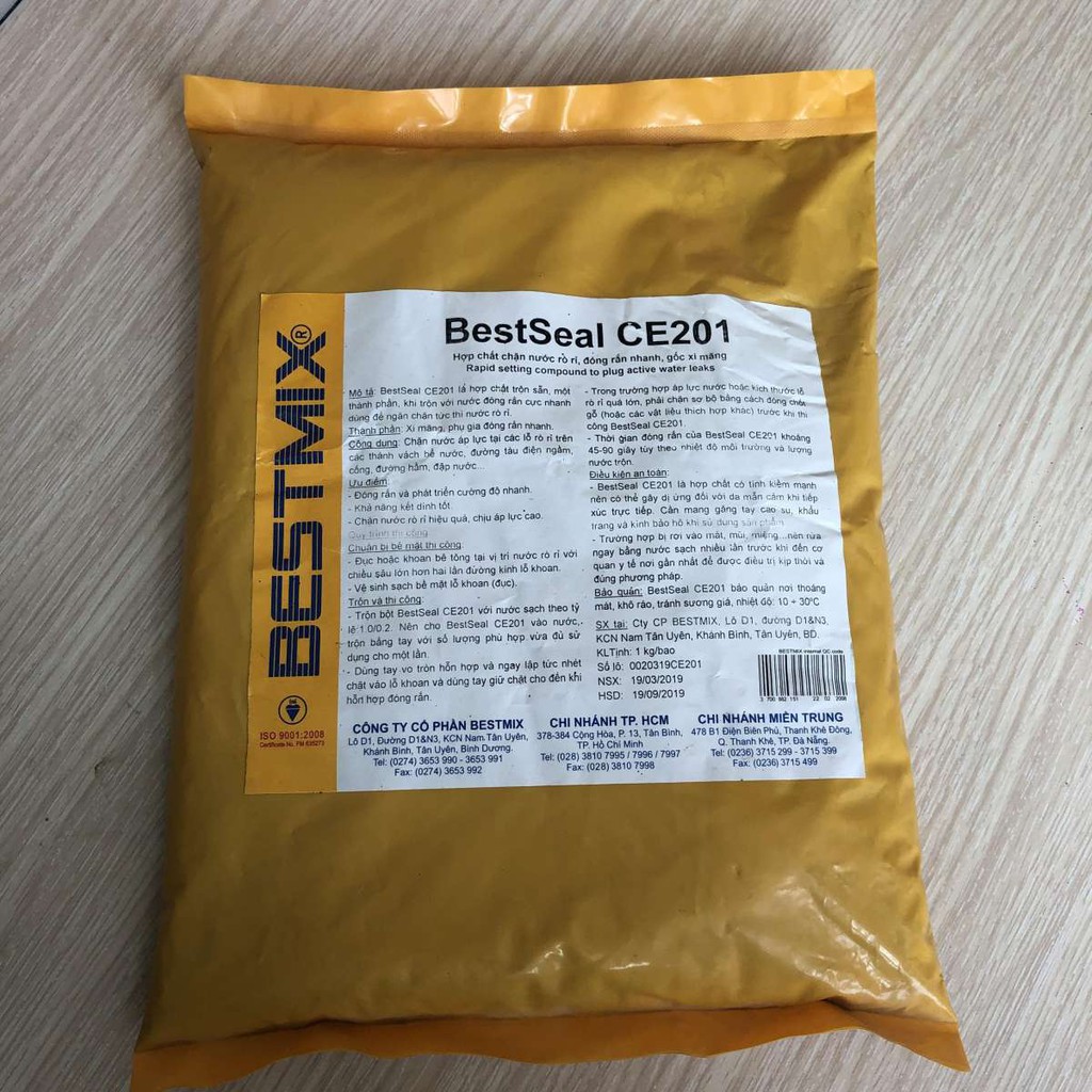 Chặn rò rỉ nước, chống thấm, đóng rắn nhanh trong nước - BestSeal CE201 dùng để bịt lỗ nước chảy, khe nước
