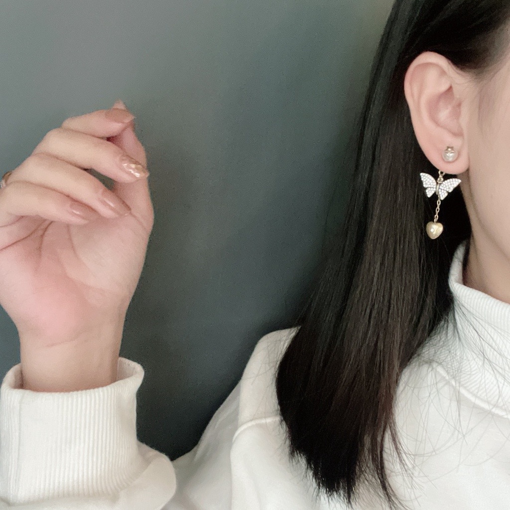 Hoa Tai Chữ D Đính Ngọc Trai Thời Trang Thanh Lịch