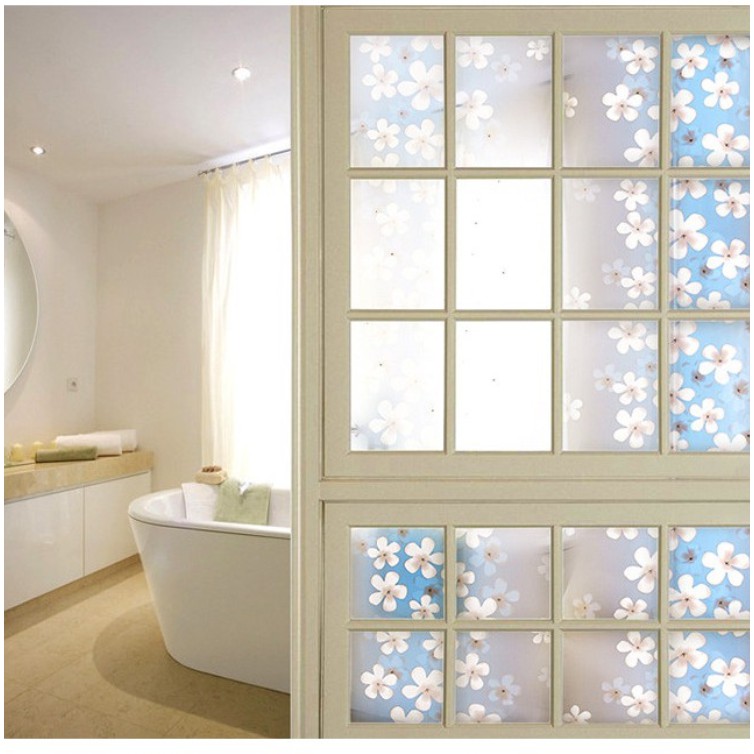 Cuộn 5m dán kính HOA LÀI XANH DƯƠNG khổ rộng 45cm