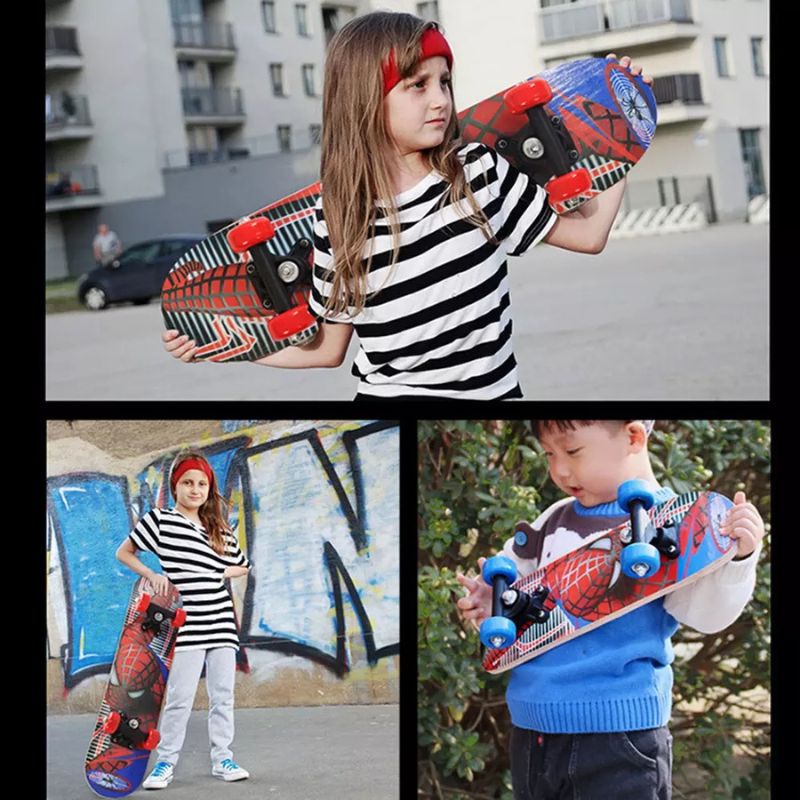 Ván trượt trẻ em gỗ phong ép 7 lớp dài 60cm ván trượt thể thao hình siêu nhân công chúa cho bé trai và bé gái