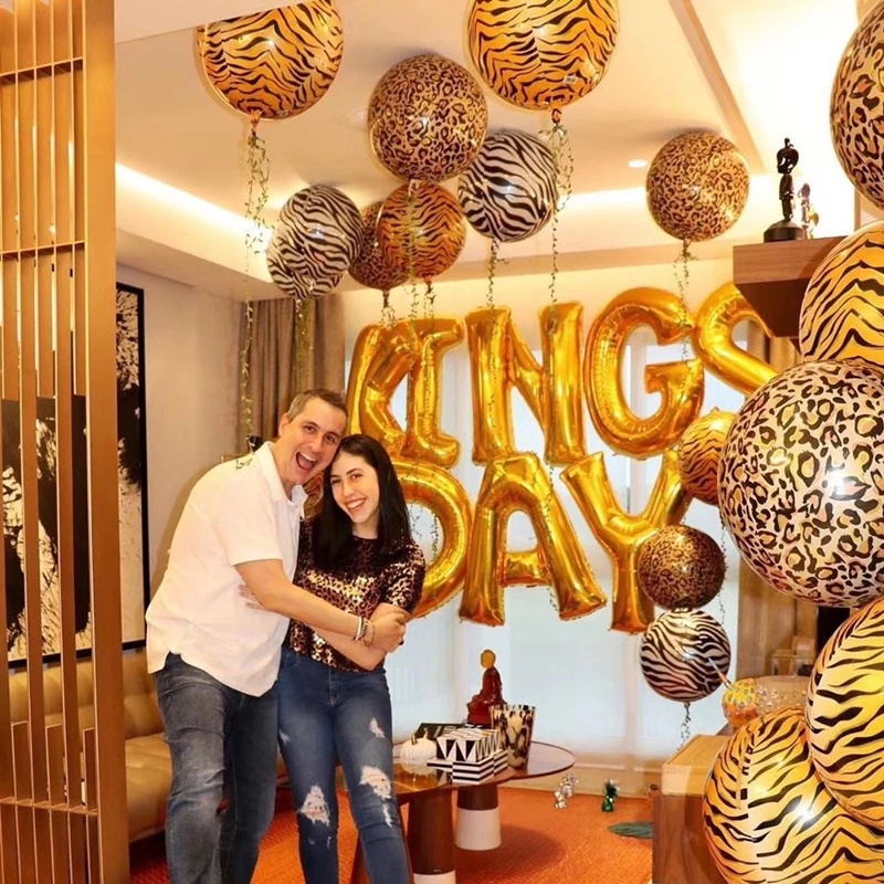 Bong bóng lá nhôm họa tiết kẻ sọc kiểu động vật dùng để trang trí tiệc sinh nhật