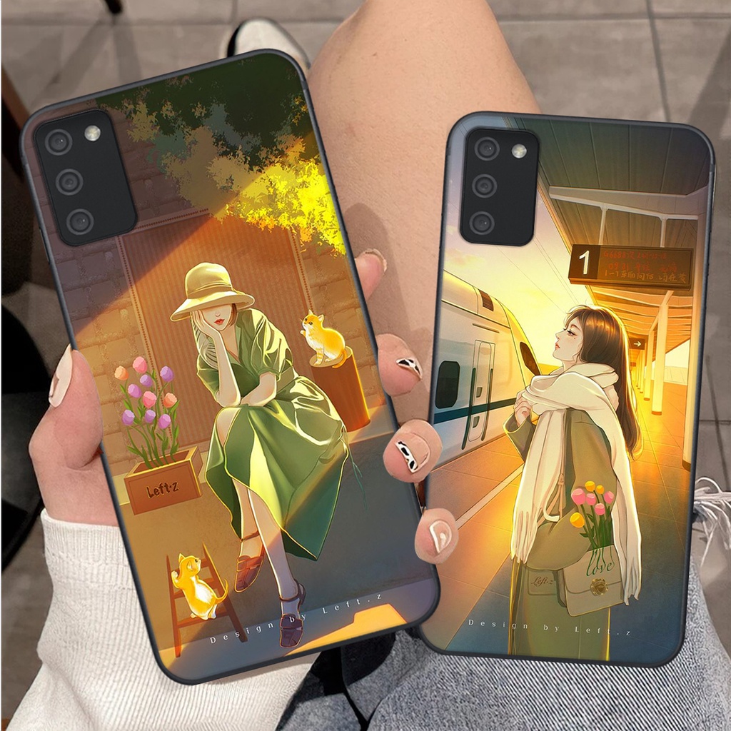 Ốp Samsung A02s / A03s hình cô gái , chàng trai mùa thu nhẹ nhàng dễ thương trẻ trung