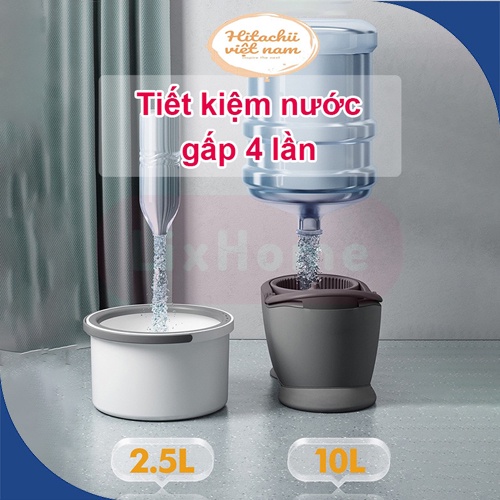 Chổi lau nhà tự vắt thông minh tách nước K9 xoay 360 độ, Cây lau nhà thông minh 360 độ tách nước cán inox kèm thùng