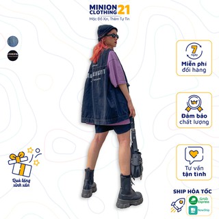 Áo gile jeans MINION CLOTHING form rộng Unisex nam nữ khoác ba lỗ bò Ulzzang Streetwear Hàn Quốc chất denim A2813
