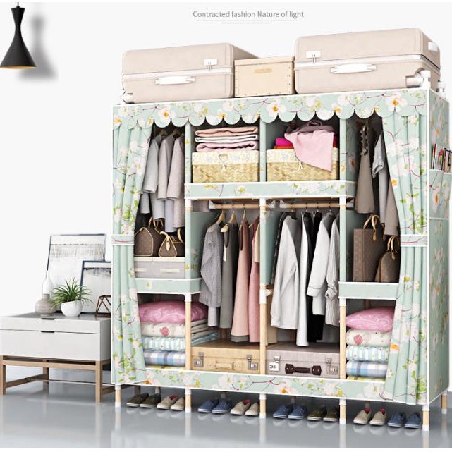 Tủ Vải Khung Gỗ 4 Buồng