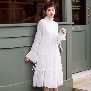 Váy babydoll voan xếp tầng / Đầm bầu tay dài