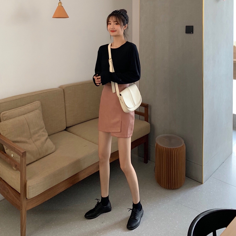 Chân Váy Da Pu Lưng Cao Dáng Chữ A Phong Cách Hàn Quốc | BigBuy360 - bigbuy360.vn