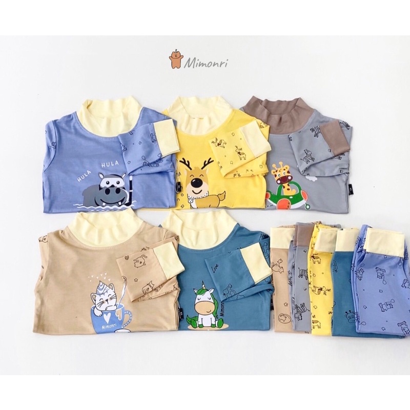 BỘ thun lạnh PeekAboo tay phối in hình cute cho bé trai bé gái