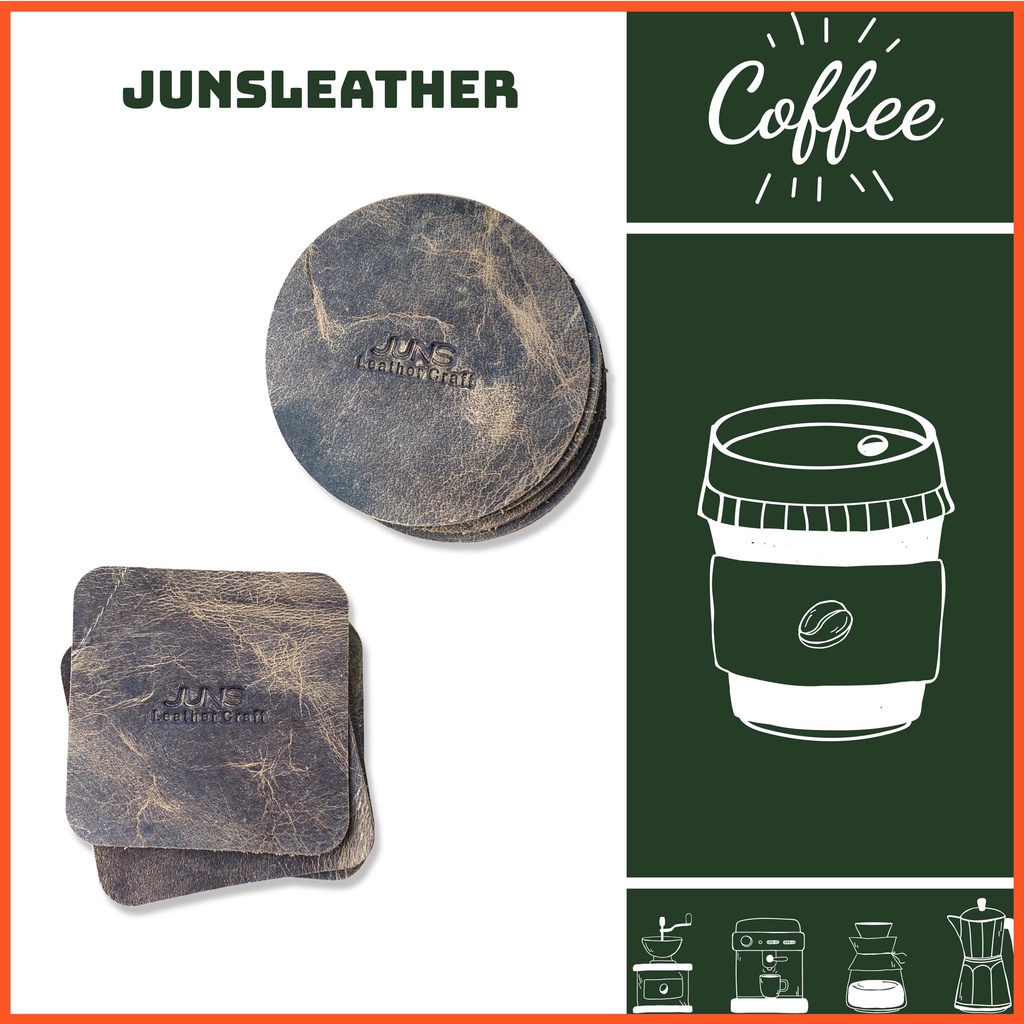 Lót ly bằng da bò của Junsleather dùng trang trí
