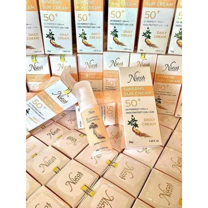 Kem Chống Nắng Vật Lý Rể Sâm Nicos Ginseng Sun Cream SPF50+