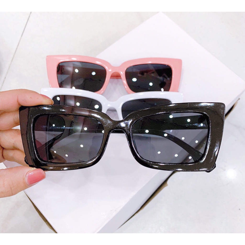 Kính mát kính râm gọng chữ nhật đi biển chống tia UV mẫu nam nữ phong cách Retro