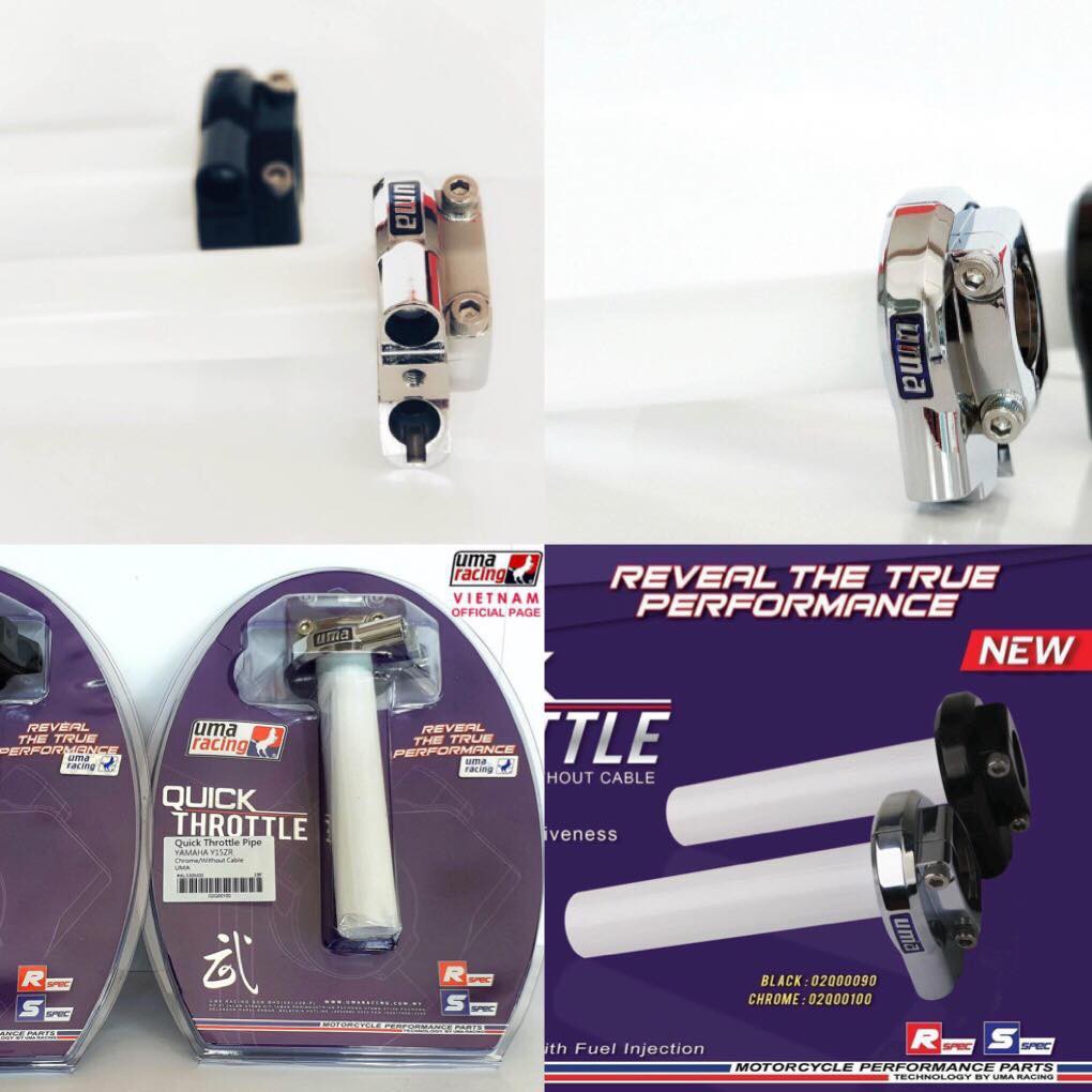 Cùm tăng tốc UMA Racing V3 MÀU ĐEN - CHROME (không kèm dây ga) y15zr exciter ex150 HÀNG CHÍNH HÃNG p