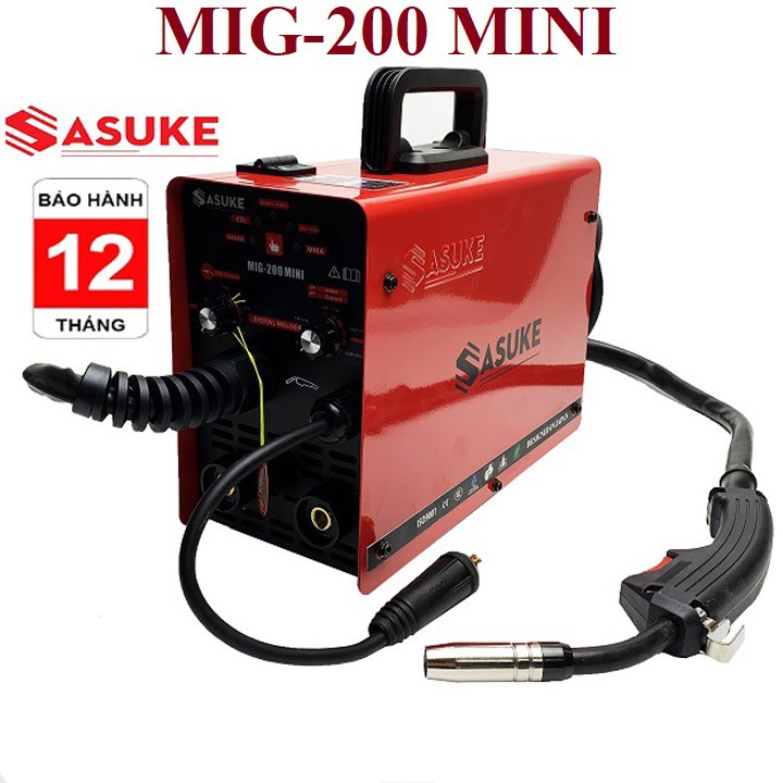 Sasuke MIG-200 MINI 3 chức năng, Máy hàn Mig không khí, hàn que, hàn mig có khí + 1kg dây hàn và phụ kiên hàn [Full bộ]