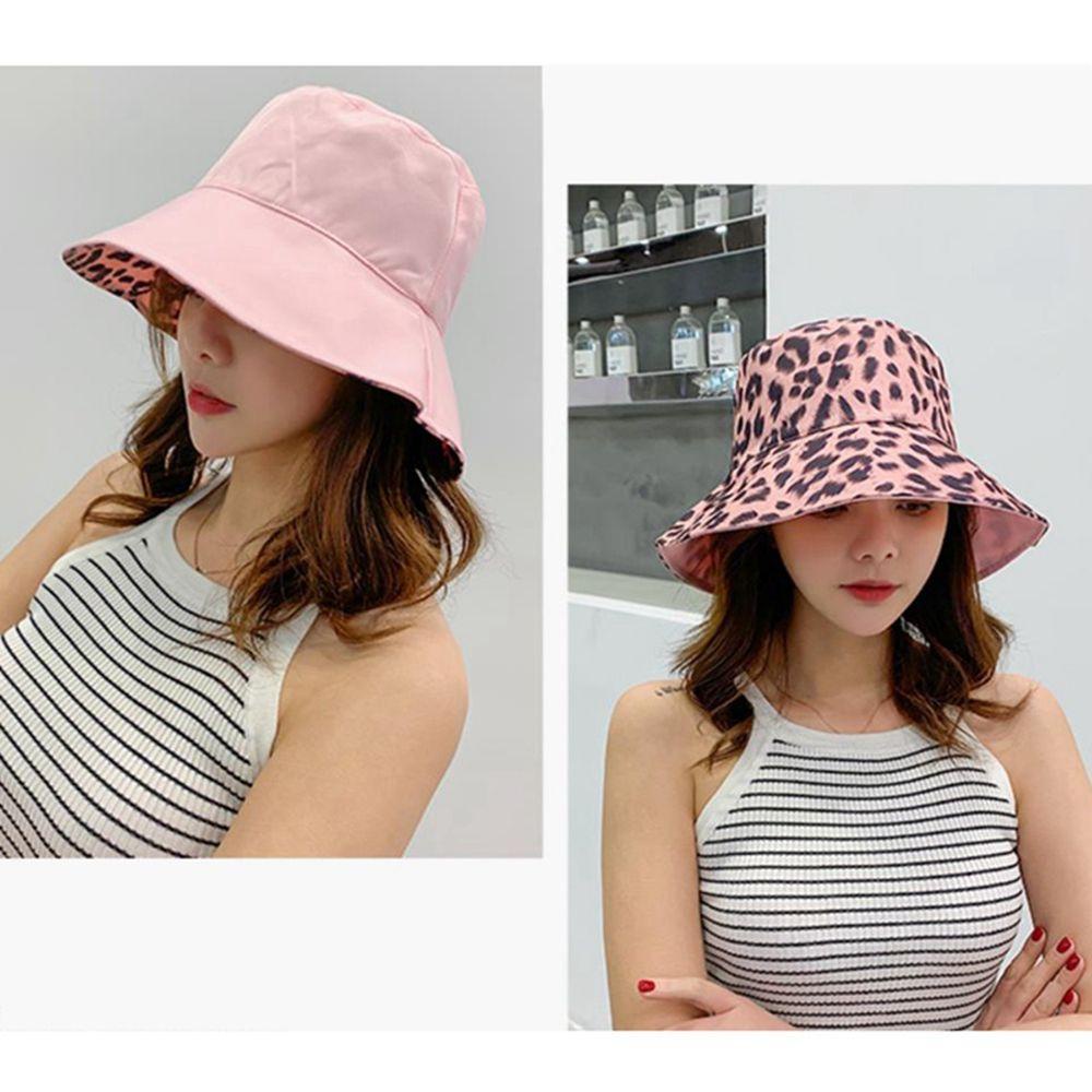 Nón Bucket Màu Sắc Tinh Khiết Họa Tiết Da Báo Phong Cách Hàn Quốc Cho Nữ