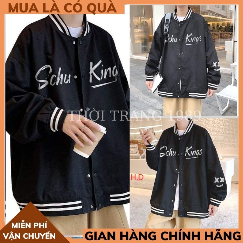 Áo bomber Schu-king 2 lớp form rộng ,ABR09 ,Ao Khoác Bóng Chày Nam nỮ Unisex Thời Trang thu đông THỜI TRANG 1989