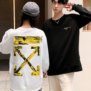 Áo sweater off white sơn vàng unisex form rộng freeship toàn quốc MS13