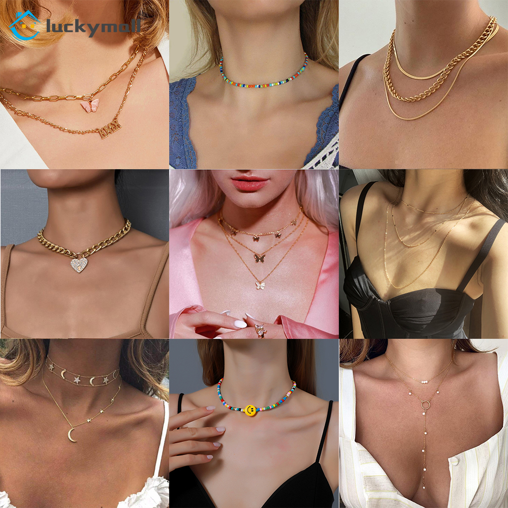 Retro Multilayer Necklace Alloy Necklace for women temperament jewelry accessories